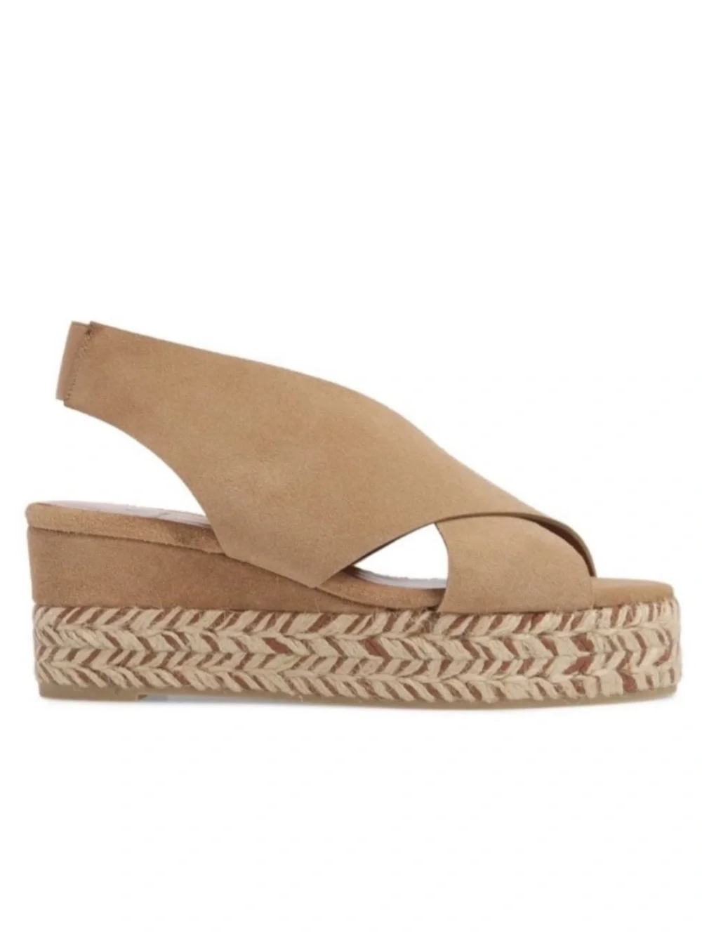 Aquatalia Jaida tan suede slingback espadrille wedge sandals